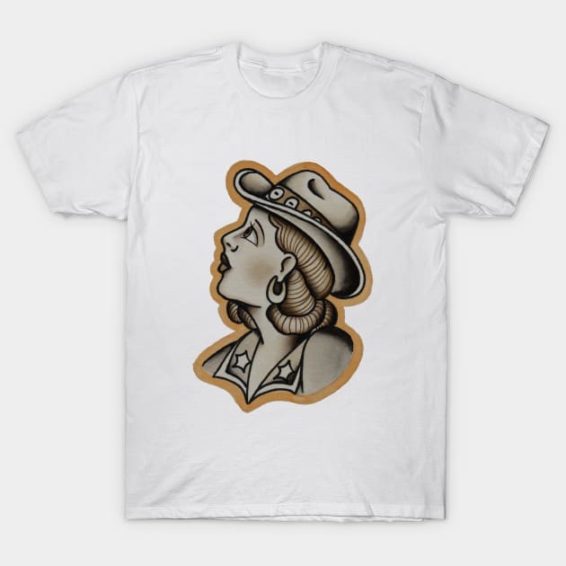 Vintage style cowgirl design T-Shirt by Jamiee6610